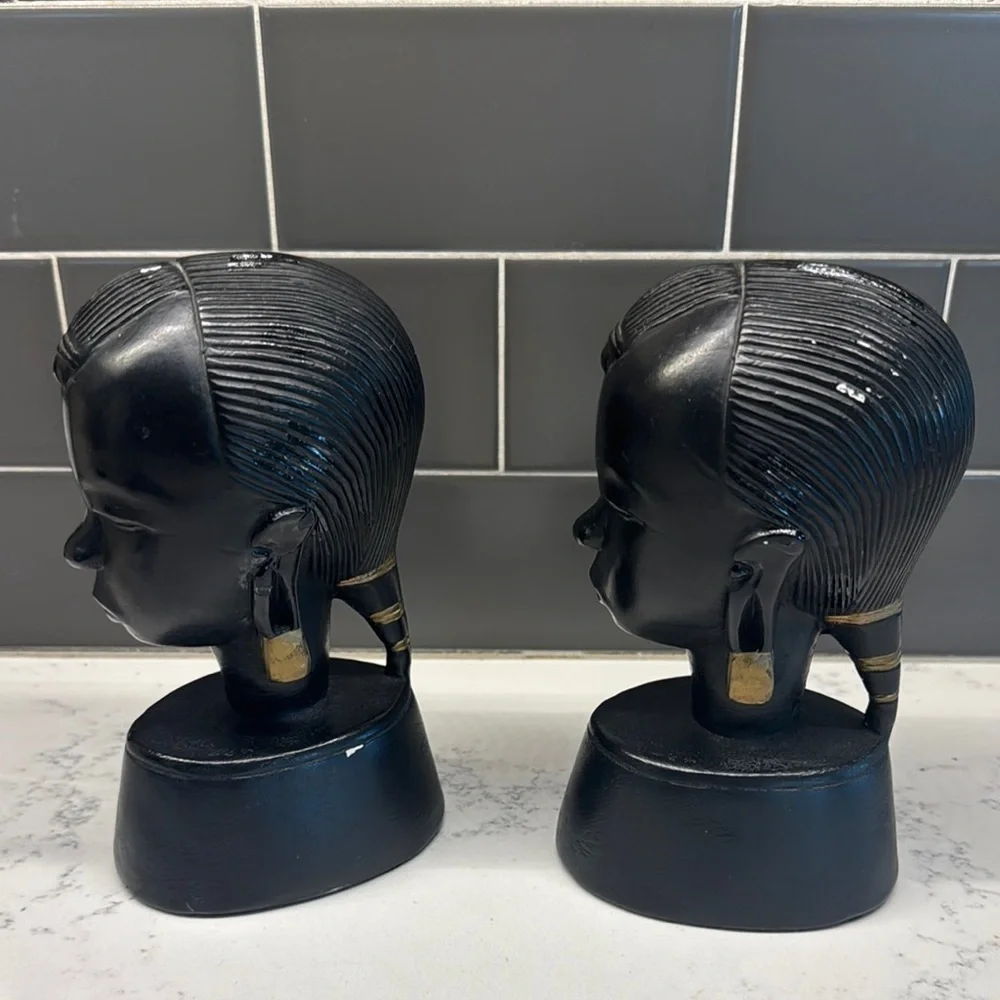 Vintage Ebony and Gold Accent Busts